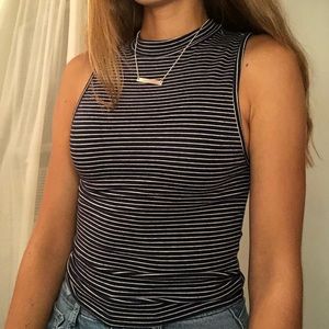 Tight forever 21 blue and white striped tank top